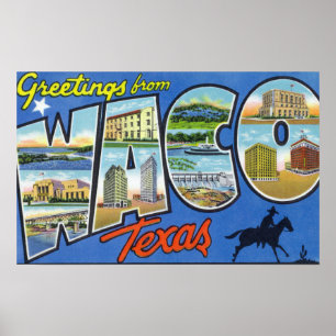 Póster Waco, letra ScenesWaco de TexasLarge, TX 2