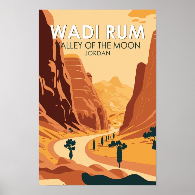 Poster Wadi Rum Jordânia Viagem Arte Vintage (Frente)