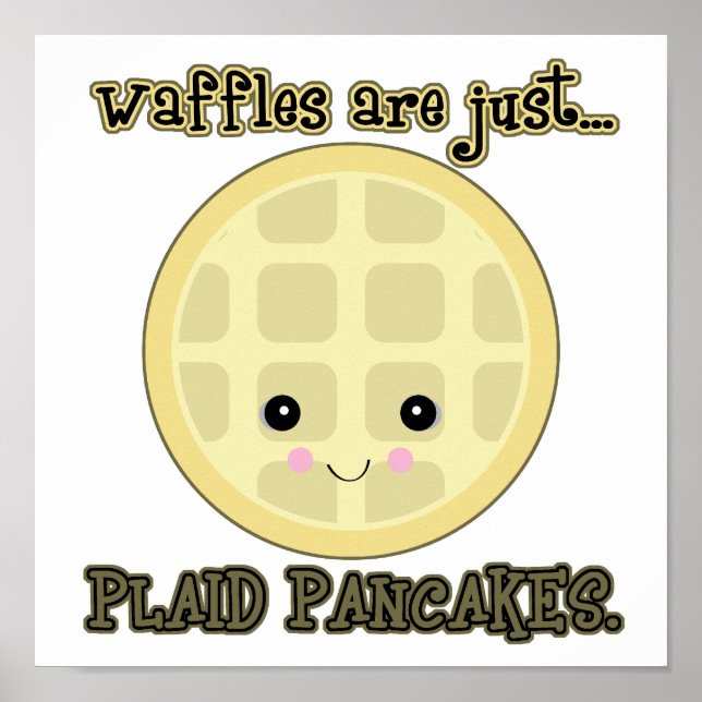 Póster waffles fofos são apenas panquecas xadrez (Frente)