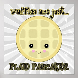 Póster waffles kawaii são panquecas xadrezes