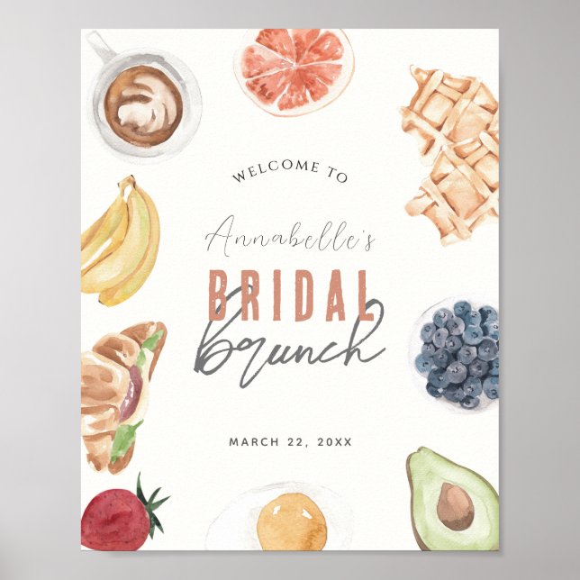 Poster Waffles Sinal de boas-vindas do Café Fruta Bridal  (Frente)