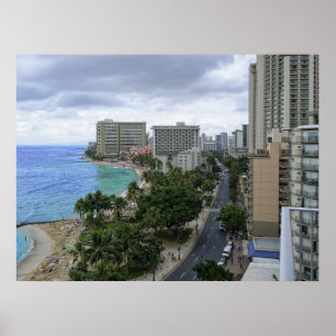 Poster WAIKIKI BEACH e KALAKAUA AVENUE - HAWAII