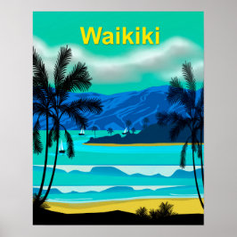 Póster Waikiki Hawaii Viagem