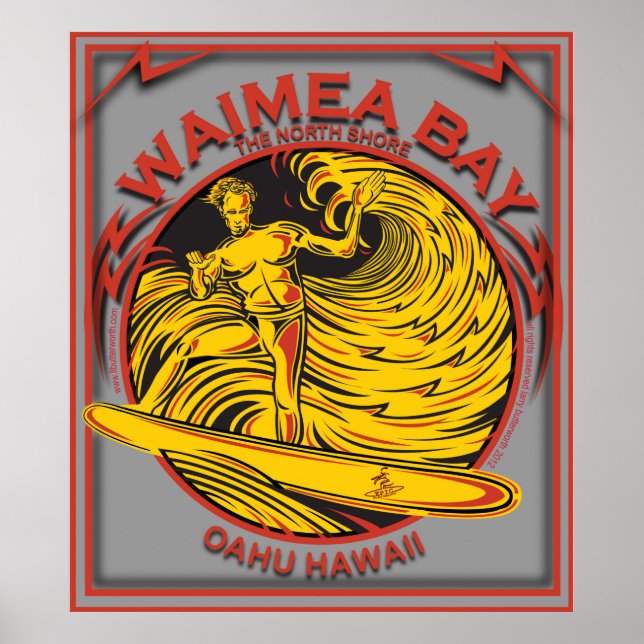 PÓSTER WAIMEA BAY NORTH SHORE HAWAII SURFING (Frente)