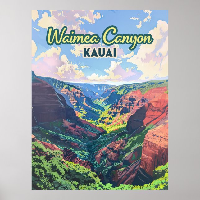 Poster Waimea Canyon Kauai Hawaii - Retroativo (Frente)