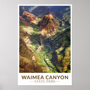 Poster Waimea Canyon State Park Hawaii Watercolor