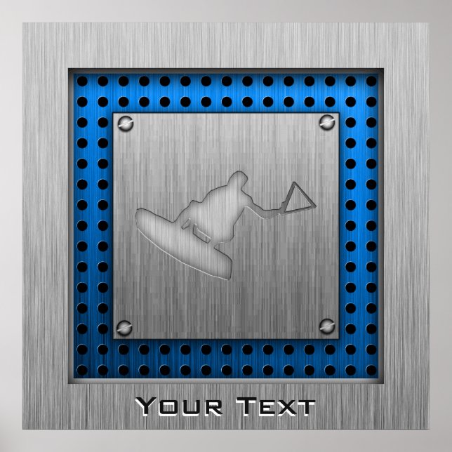 Póster Wakeboarder com aspecto metálico escovado (Frente)