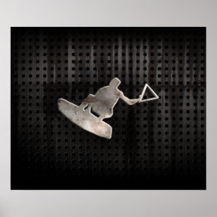 Póster Wakeboarder; Preto legal