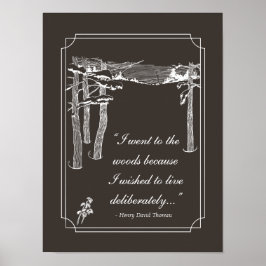 Póster Walden Cote, "Ao vivo deliberadamente" (escuro)