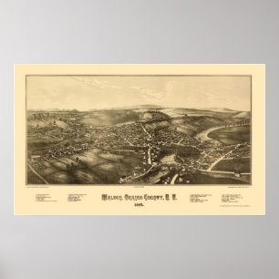 Póster Walden, mapa panorâmico de NY - 1887