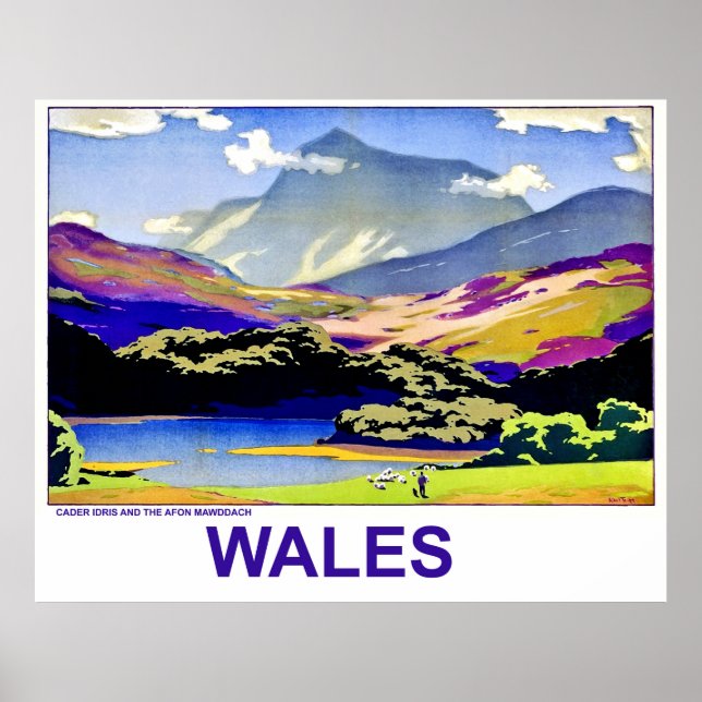 Poster Wales, Cader Idris e Afon Mawddach, vintage (Frente)