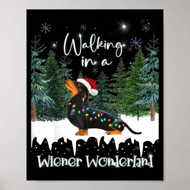 Poster Walking In A Wiener Wonderland Dachshund  (Frente)