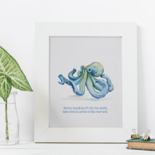 Poster Wall Art Charming Watercolor Azul Octopus