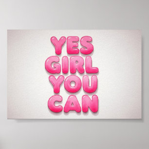 Poster Wall Art Yes You Can Girl