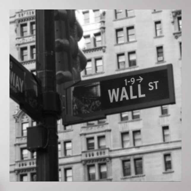 Poster Wall Street - Sinal de preto e branco (Frente)
