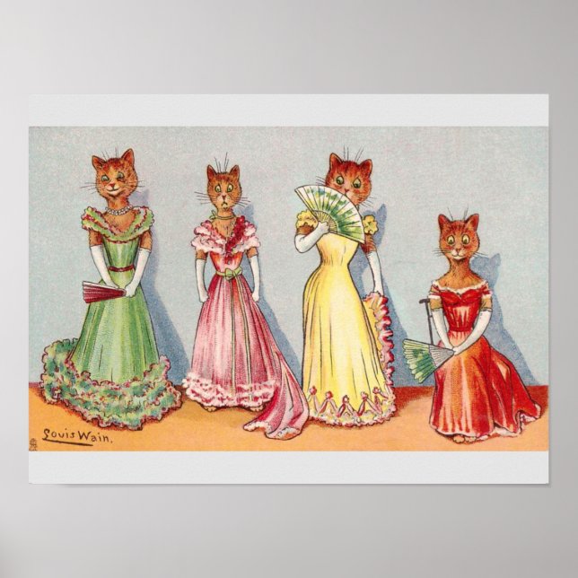 Poster Wallflower Cats por Louis Wain (Frente)