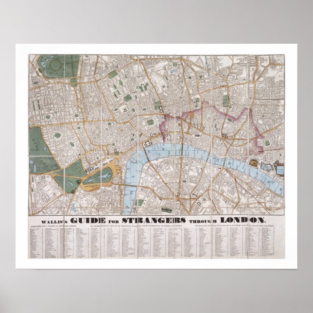 Póster Wallis's Guide for Strangers Through London, 1841 (Frente)