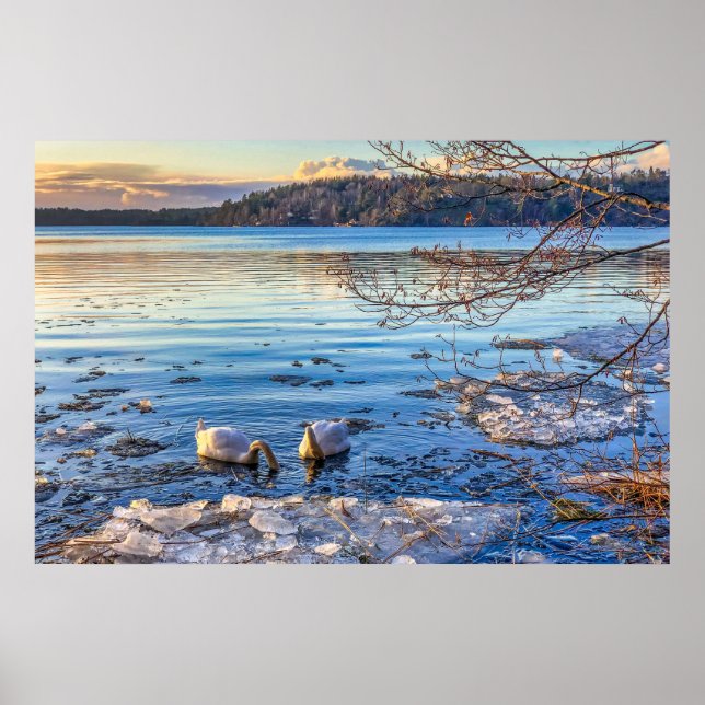 Poster Wallpaper de Winter Mountain 4k Paisagem Simples (Frente)