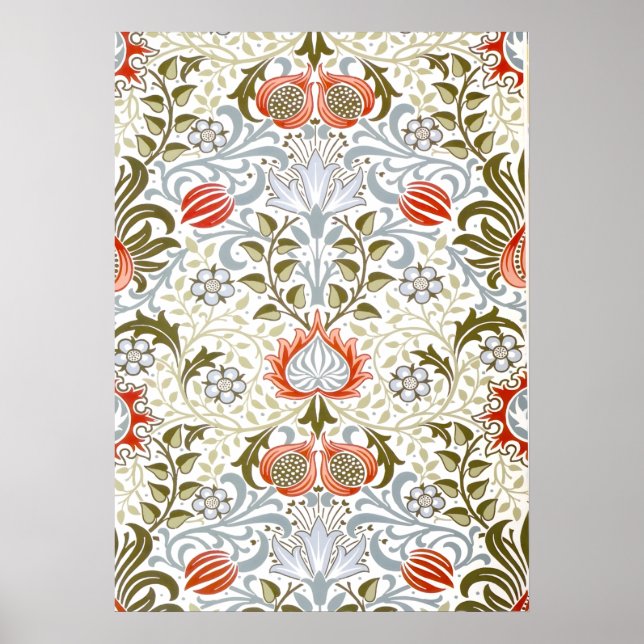 Poster Wallpaper Floral vitoriano de William Morris (Frente)
