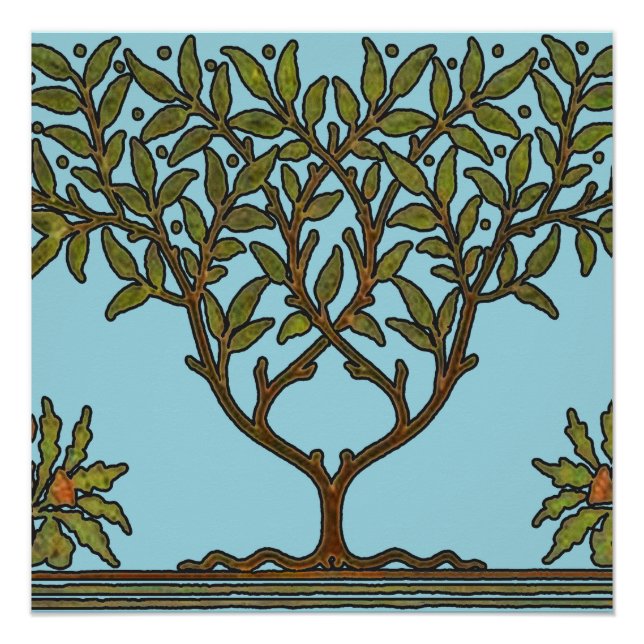 Póster Wallpaper Floral William Morris Tree Frieze (Frente)