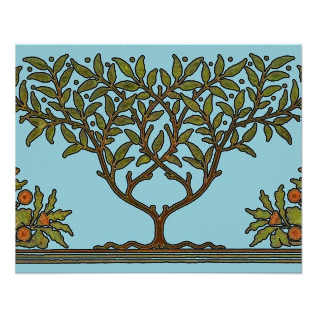 Póster Wallpaper Floral William Morris Tree Frieze (Frente)