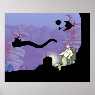 Poster Walrus Watching TV