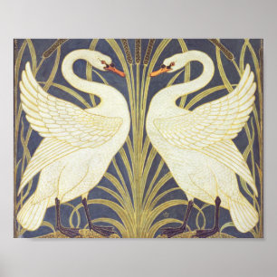 Poster Walter Crane Swan, Rush E Iris Art Nouveau