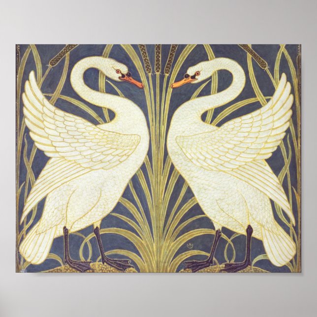 Poster Walter Crane Swan, Rush E Iris Art Nouveau (Frente)