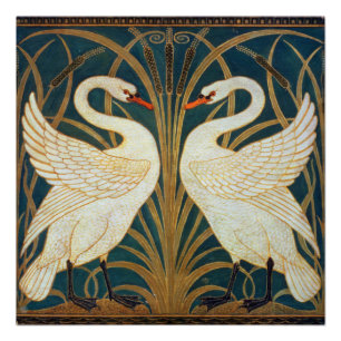 Póster Walter Crane Swan, Rush E Iris Art Nouveau
