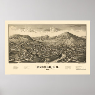 Poster Walton, mapa panorâmico de NY - 1887