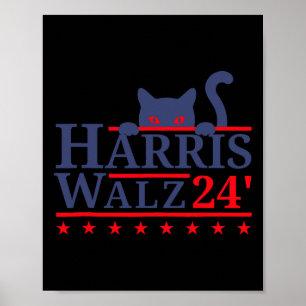 Poster Waltz 2024 Cat Election Kamala Harris Tim Walz 202