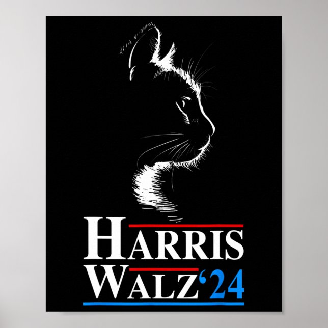 Poster Waltz 2024 Eleição Engraçado Cat Kamala Harris Tim (Frente)