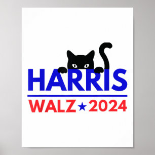 Poster Walz 2024 Engraçado Eleição Gato Kamala Harris Tim