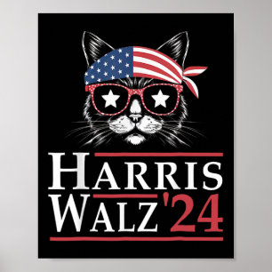 Poster Walz 2024 Engraçado Eleição Gato Kamala Harris Tim