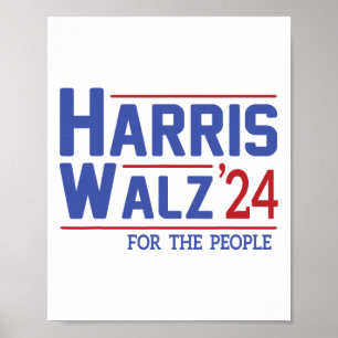 Poster Walz 2024 Presidente Bandeira Americana Kamala Har