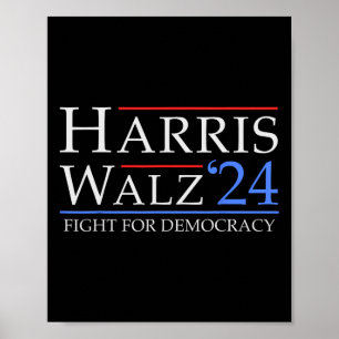 Poster Walz 2024 Save Democracy 2024 Eletion Funny Harri