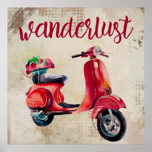 Poster Wanderlust - Cor Vermelha da Água Mopada