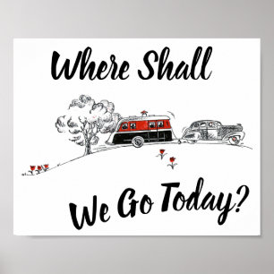 Poster Wanderlust retro do carro do reboque das viagens