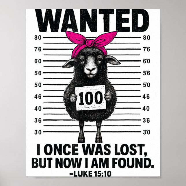 Poster Wanted I Once Was Lost Funny Sheep Quotes Jesus Ch (Frente)