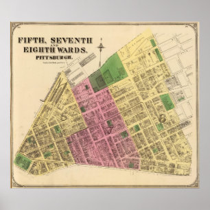 Póster Wards 5, 7-8 de Pittsburgh, Pensilvânia