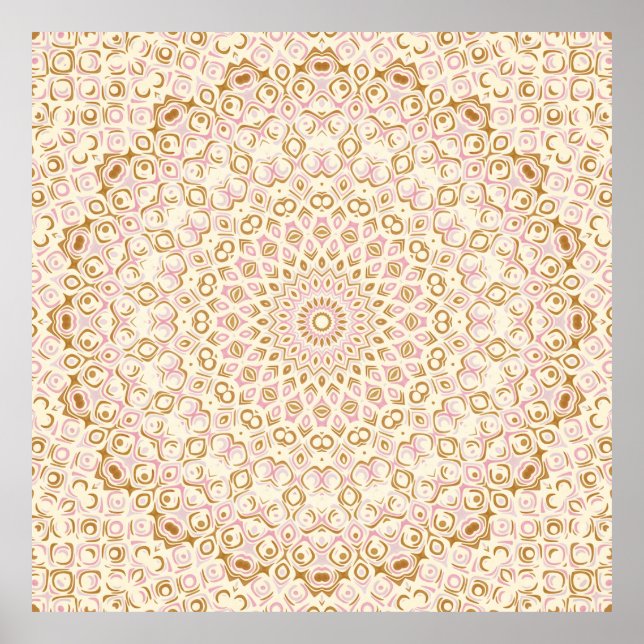 Poster Warm Golden Pink Mandala Pattern (Frente)