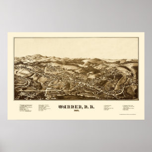 Póster Warner, mapa panorâmico do NH - 1887