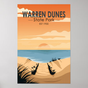 Poster Warren Dunes State Park Michigan Vintage