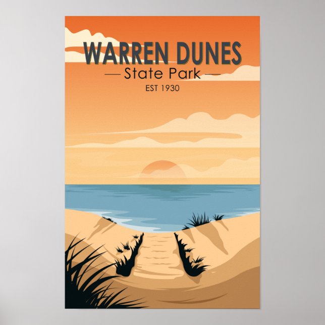 Poster Warren Dunes State Park Michigan Vintage (Frente)