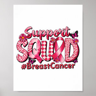 Poster Warrior do Cancer da Mama Suporte a Fita Rosa Quad