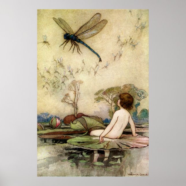 Póster Warwick Goble Waterbaby Em Uma Waterlily (Frente)