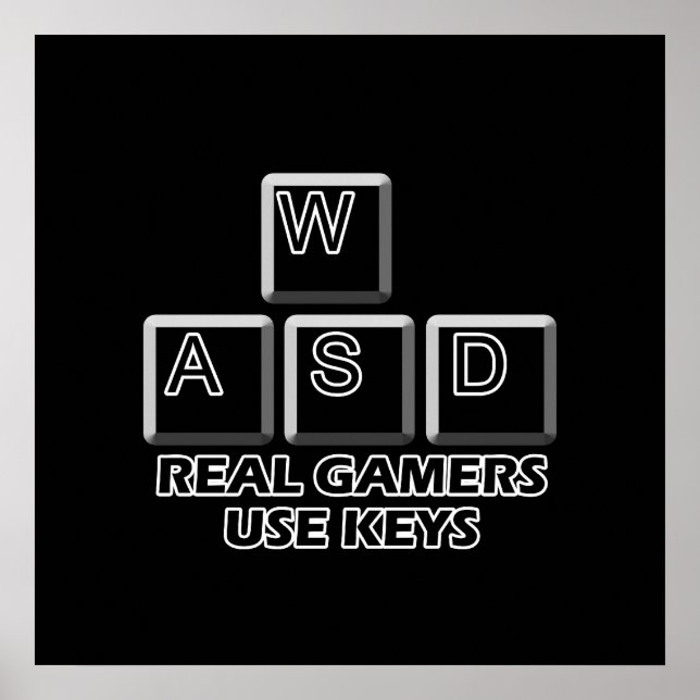Póster WASD - Gamers de verdade usam teclas (Frente)