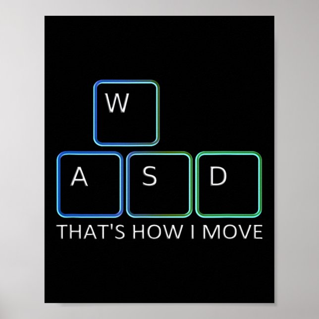 Poster Wasd Gaming Design - Teclado Gráfico de Pc Icônico (Frente)