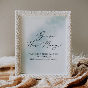 Poster Wash de Aquarela Azul Adivinha Quantas Canetas