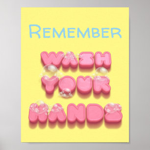 Poster Wash your hands hygiene safety reminder